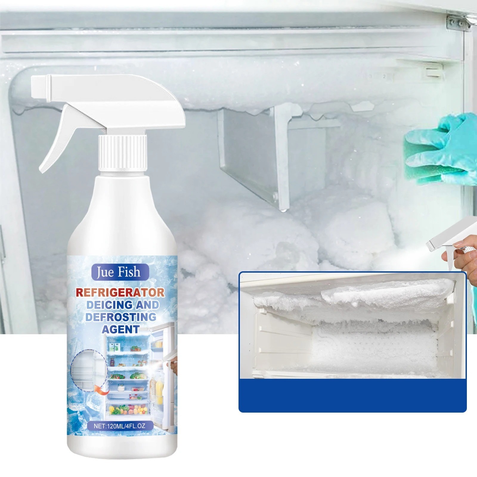 120ml Freezer Defrosting Deicing Spray,De-Icer For Refrigerator Buildup best gallery