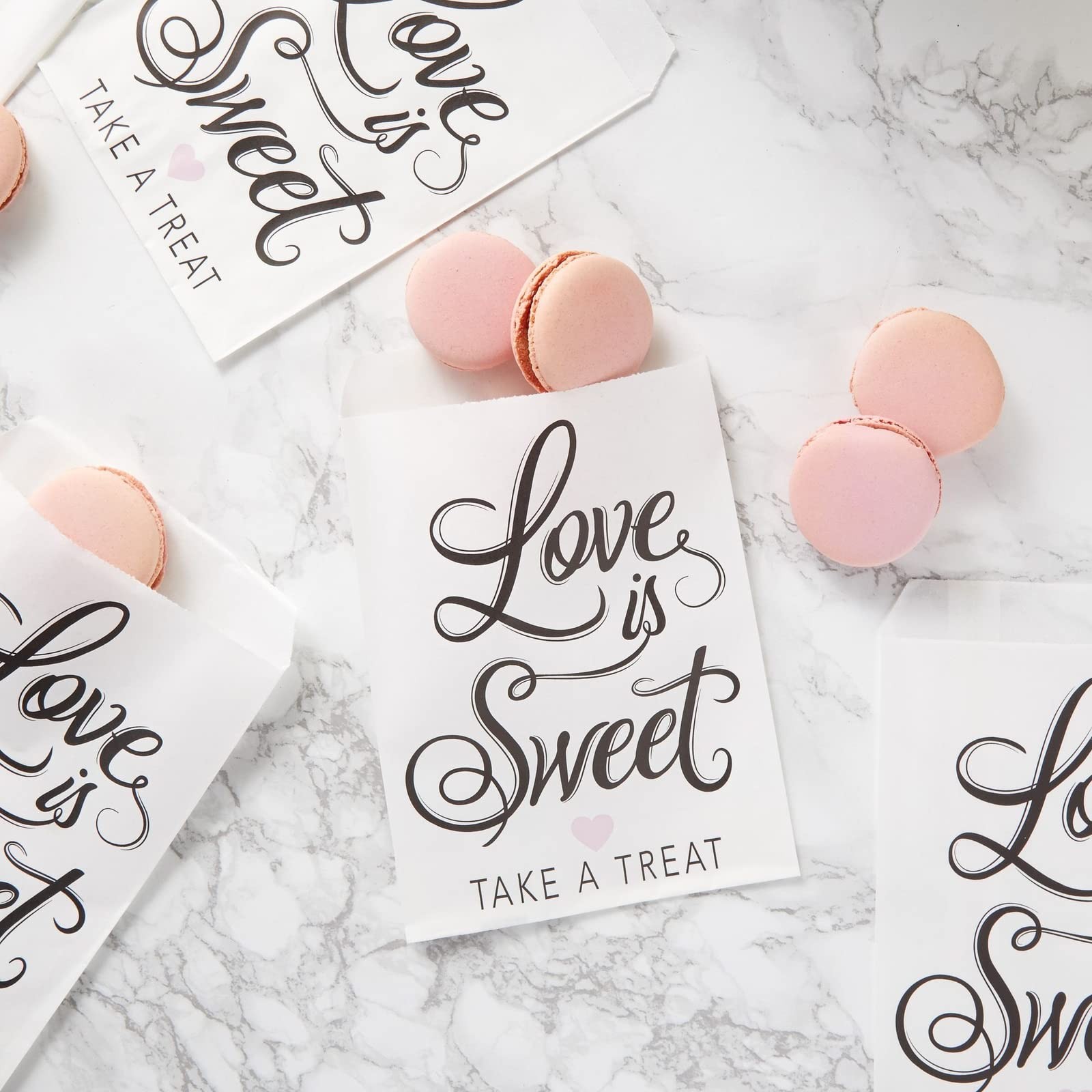 Sparkle and Bash Love Is Sweet Paper Treat Bags 1 count (Pack of 100), white gallery