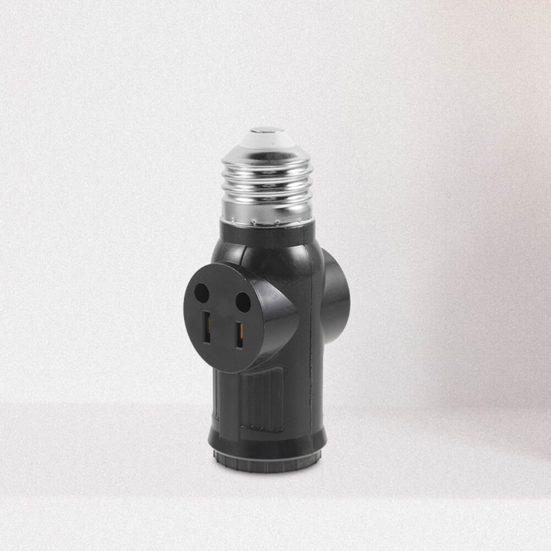 2Pcs Light Bulb Outlet Socket Adapter E26/E27 Lamp Bulb to 2/3 Prong Plug Black gallery
