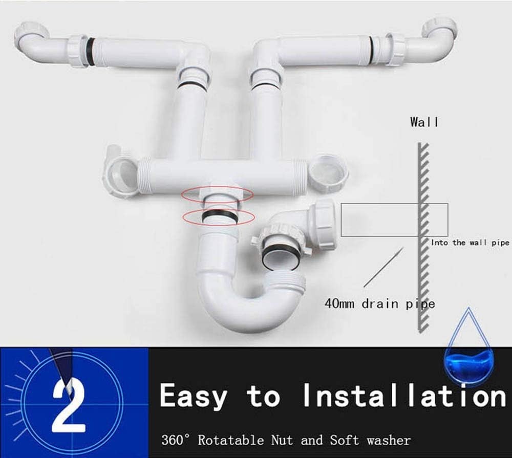 Talea Double Kitchen Sinks Drain Pipe Kit Drain Pipe Rear Hard Tube gallery
