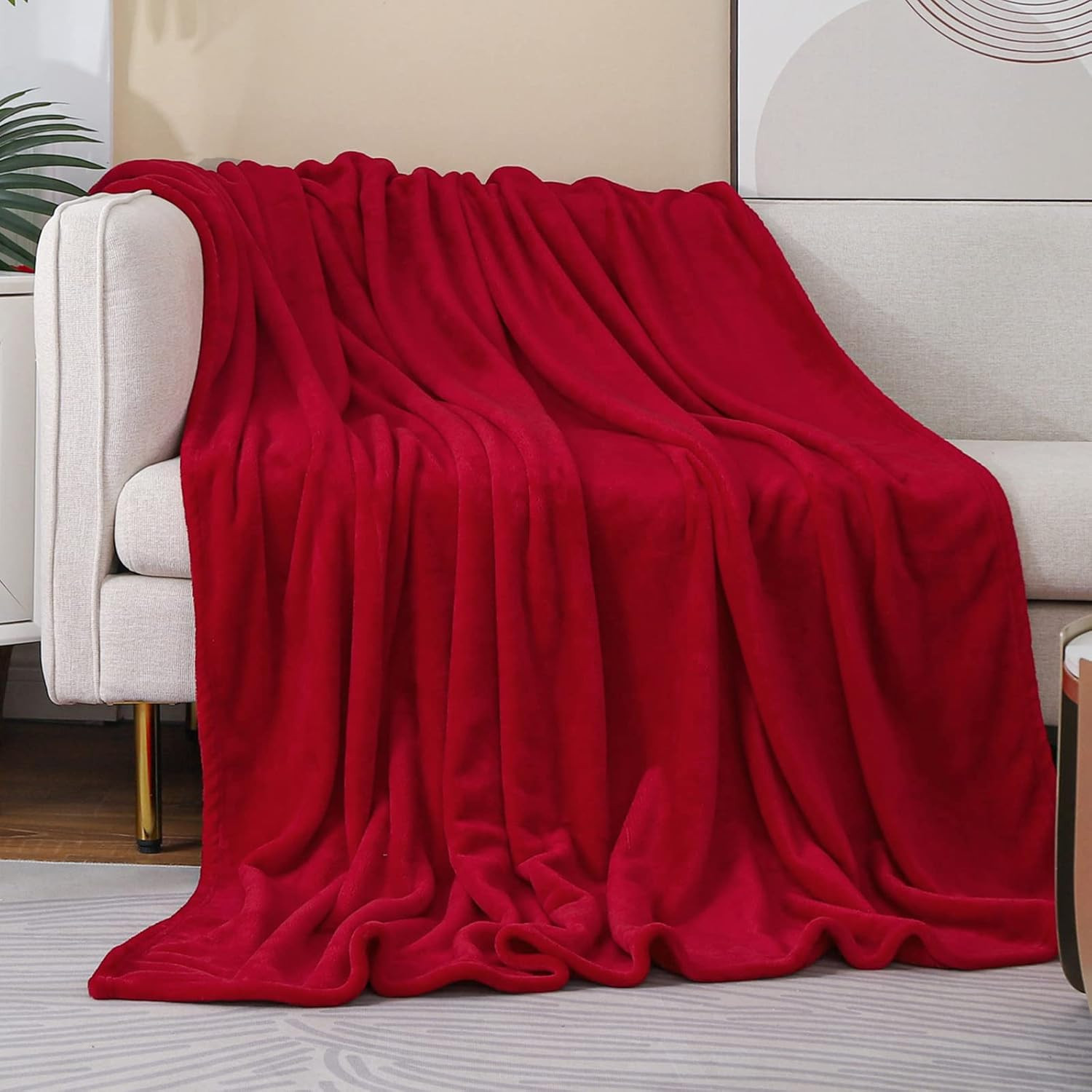 Red Throw Blanket Decorations Thin Fleece Blanket 50"X60",Super Soft Cozy Plush gallery