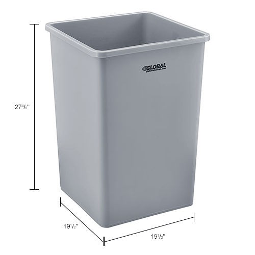 Global Industrial Square Plastic Garbage Can Gray 35 Gallon gallery