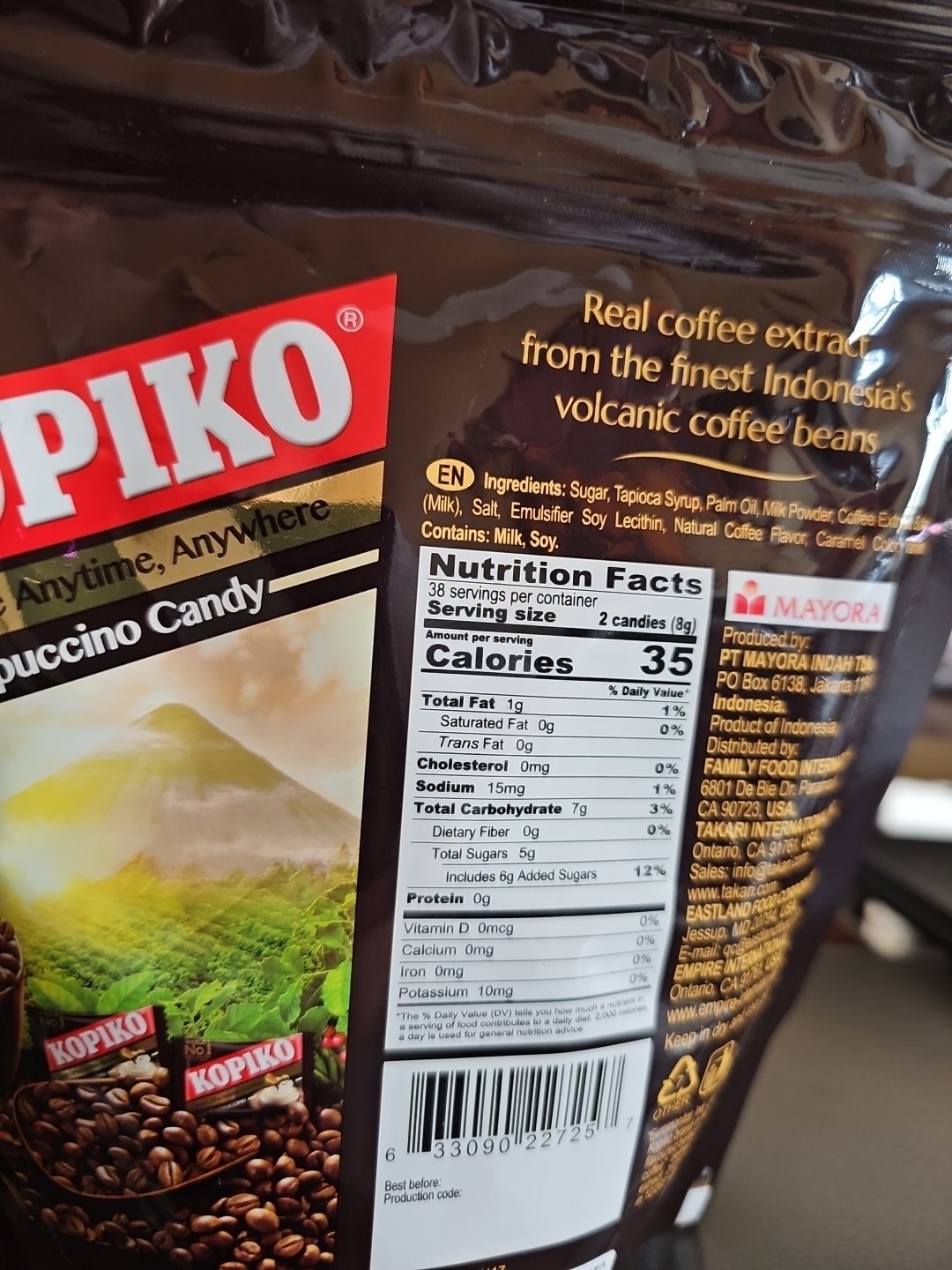 Kopiko Real Coffee Cappuccino Flavored Candy 10.6 Oz. Bag Hard Coffee Candy 1pk gallery
