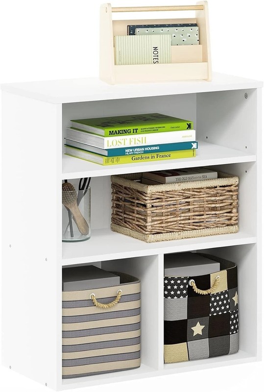 Versatile Pasir 3 Tier Display Bookcase - Modern White with Adjustable Features gallery