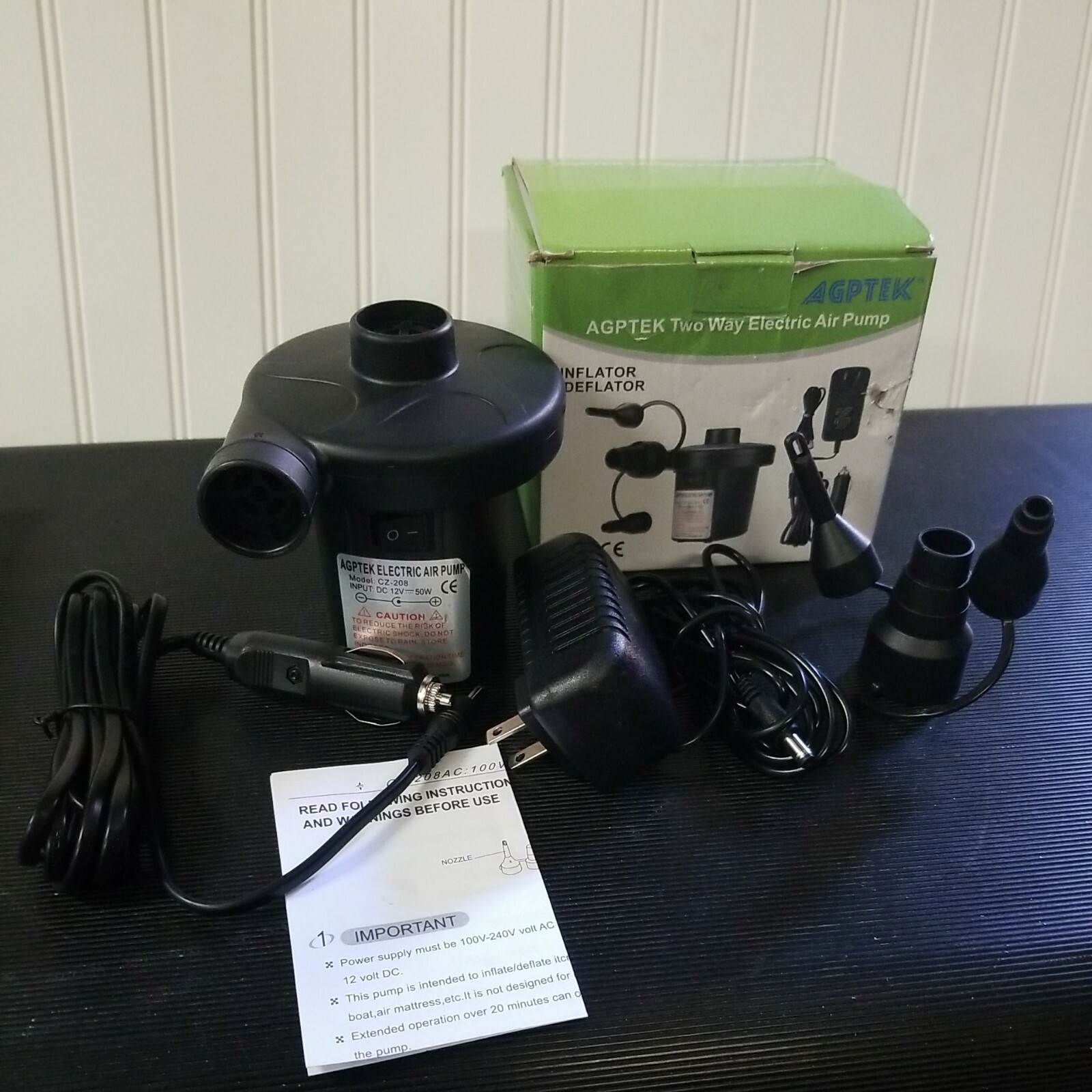 Electric Air Pump, AGPtEK Portable Quick-Fill Air Pump with 3 Nozzles, 110V AC/1 gallery