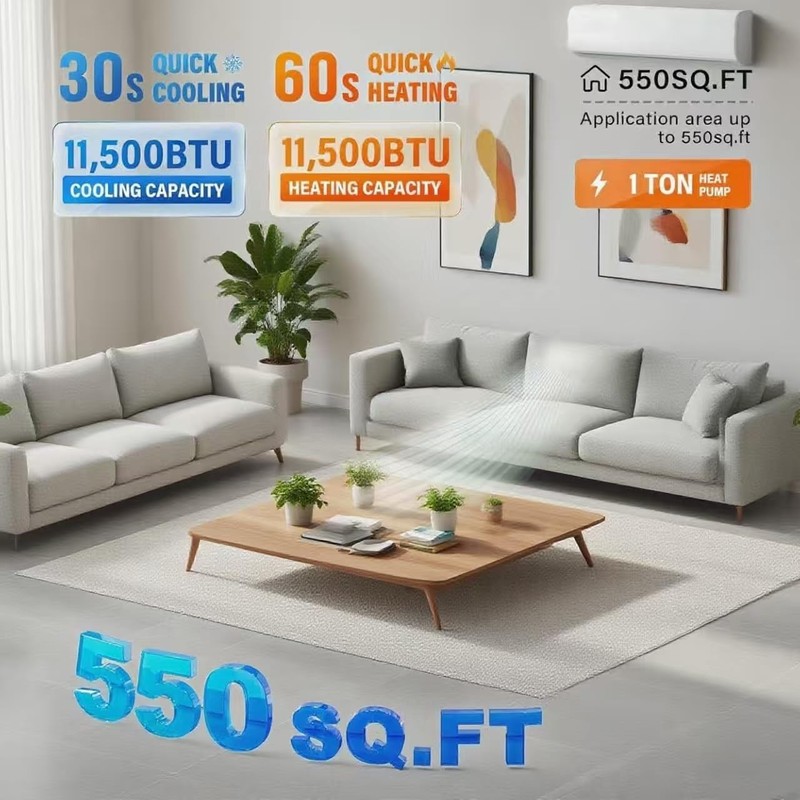 ✅11500 BTU Mini Split Air Conditioner 17 SEER Ductless AC Unit and Heat Pump 115 gallery