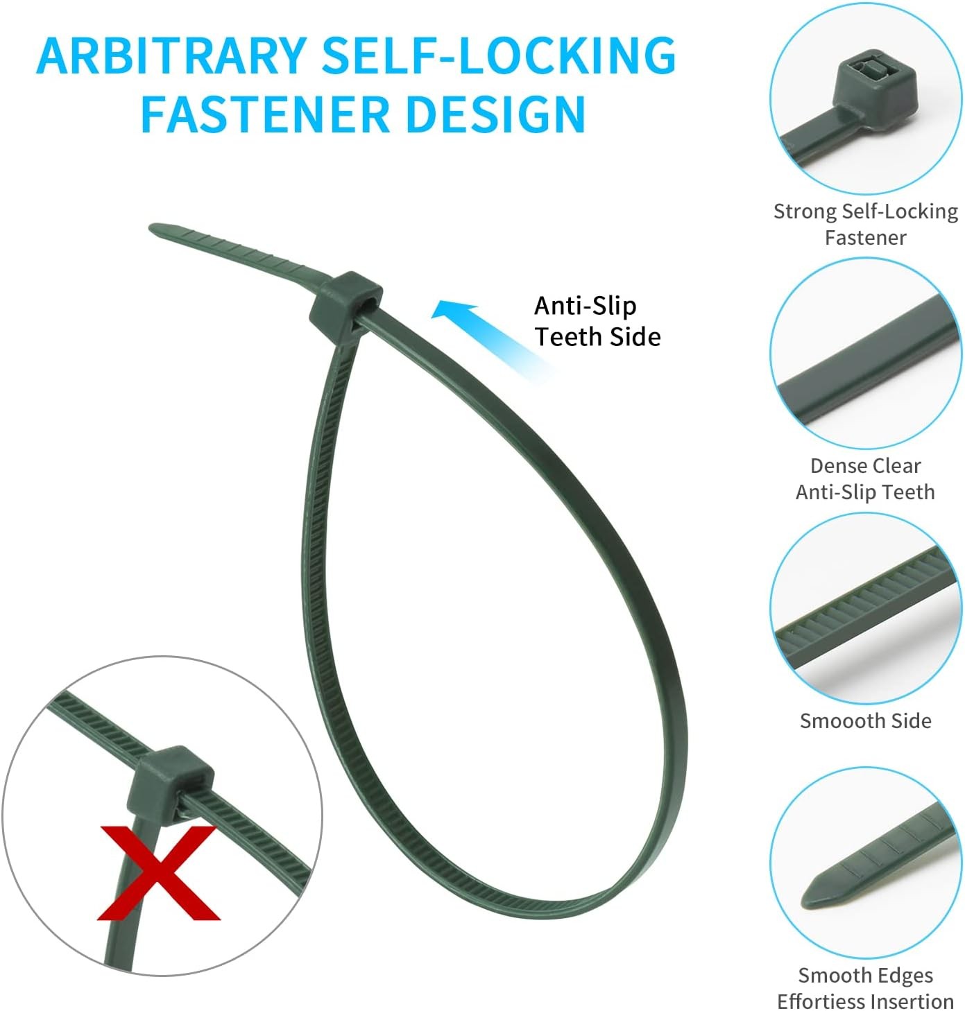 Armpow6Inch1000PCS18LbsNylonZipTieUVResistantCableTie gallery