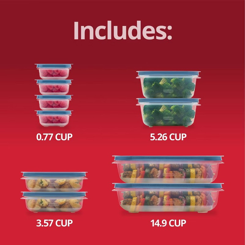 Rubbermaid Easy Store 20pc Large Rectangle Food Storage Container Set gallery
