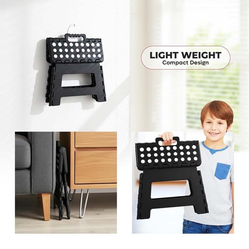 Folding Step Stool with Handle – 9 Inch AntiSlip, Collapsible, 300 lbs Capacity gallery