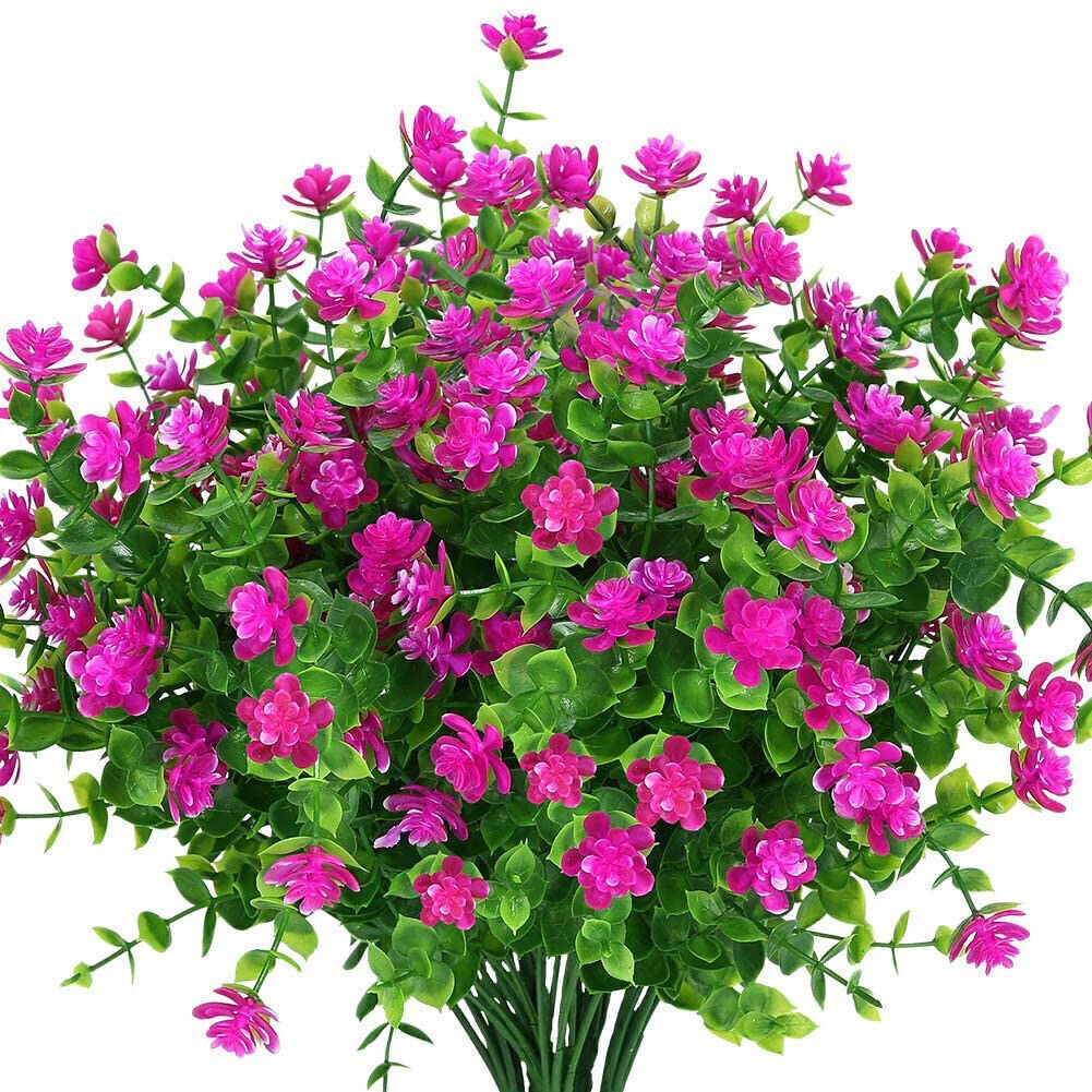 2-30PC Artificial Flowers Fake Outdoor UV Resistant Boxwood Plants Shrubs Decor gallery