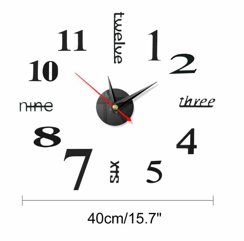 3D Large Mirror Surface Wall Clock Modern DIY Sticker Office Home Shop Art Decor gallery