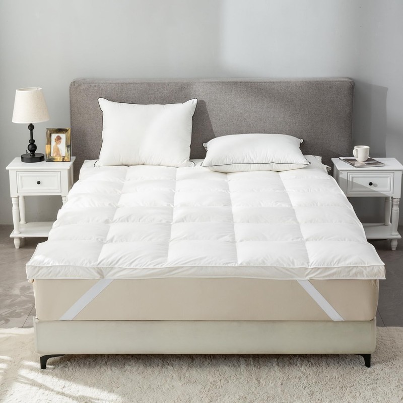 ROSE FEATHER Goose Down Feather Bed Mattress Topper,Down Matress Topper Cover wi gallery