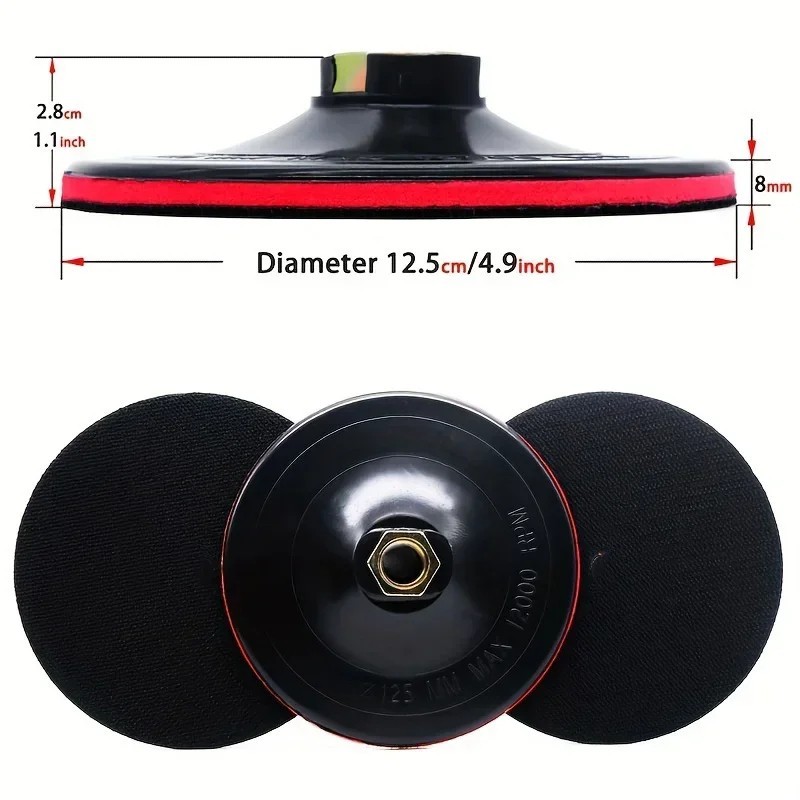 5 inch Hook and Loop Backing Pad Buffing Sanding Pad for Angle Grinder 5/8-11 gallery