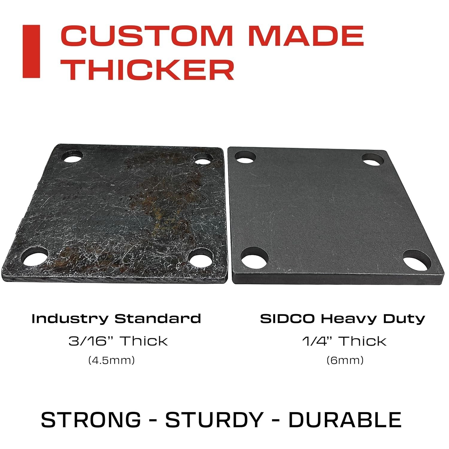 6x6" Weldable Square Steel Metal Base Plate, 6mm Thick, 1/4th - Heavy Duty 4 Pk gallery