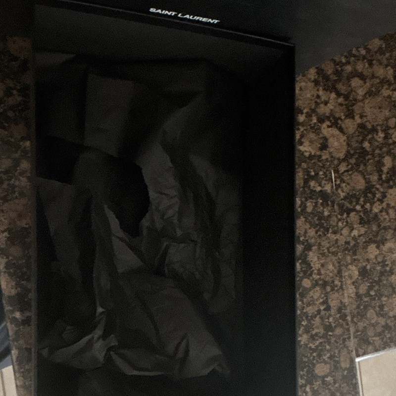 SAINT LAURENT Black Gift Box Solid Plain Pattern with Black Tissue Paper gallery