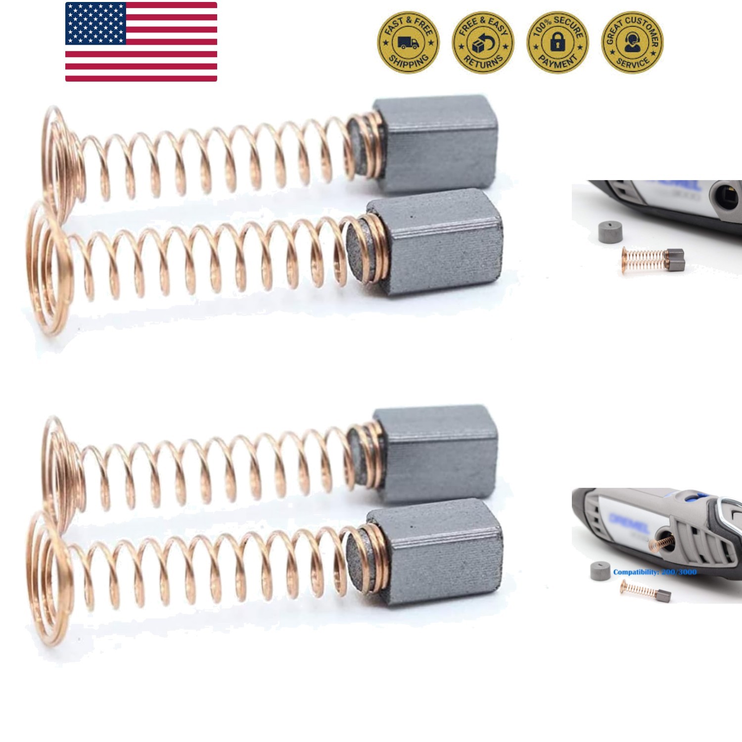 4 PCS Carbon Motor Brushes Compatible for Dremel 3000 200 Brush Repairing Par... gallery