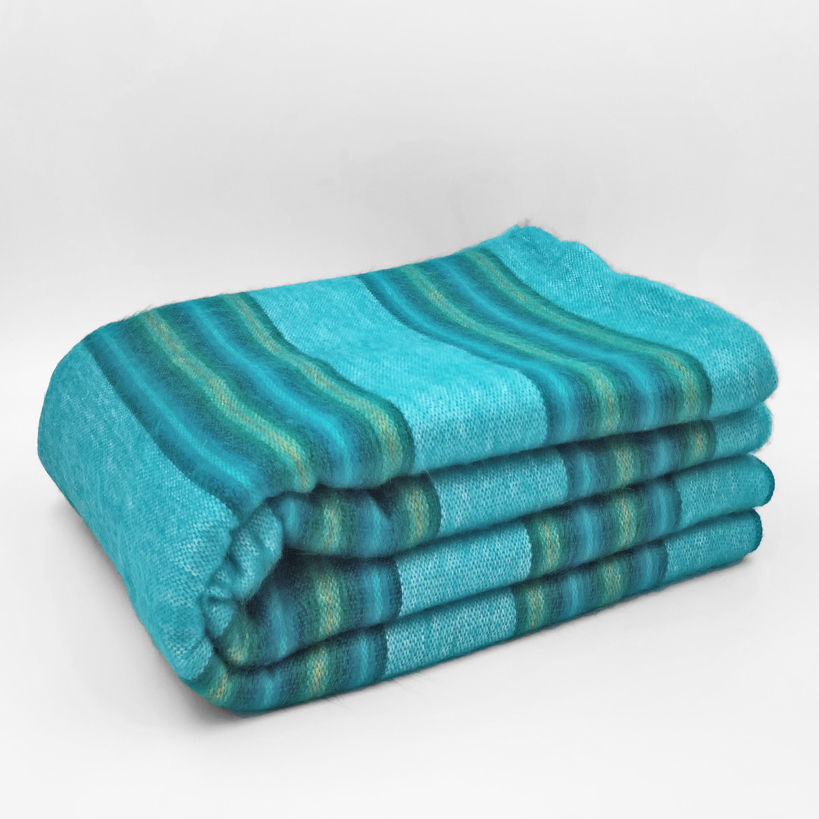 BABY ALPACA WOOL BLANKET THROW SOFT&WARM AQUA TURQUOISE GREEN QUEEN 90"x63" gallery