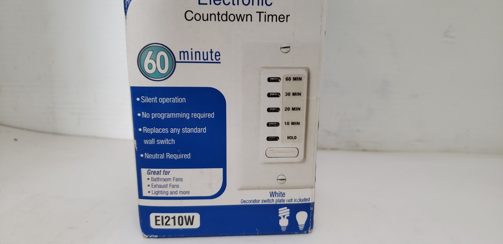 INTERMATIC EI210W (EI210) ELECTRONIC COUNTDOWN TIMER, 10-60 MIN, 15A 120VAC, NIB gallery
