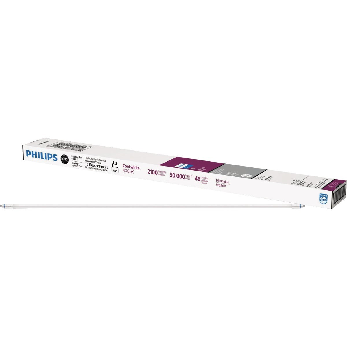 Philips InstantFit 28W Equivalent 46 In. Cool White T5 Type A LED Tube Light gallery