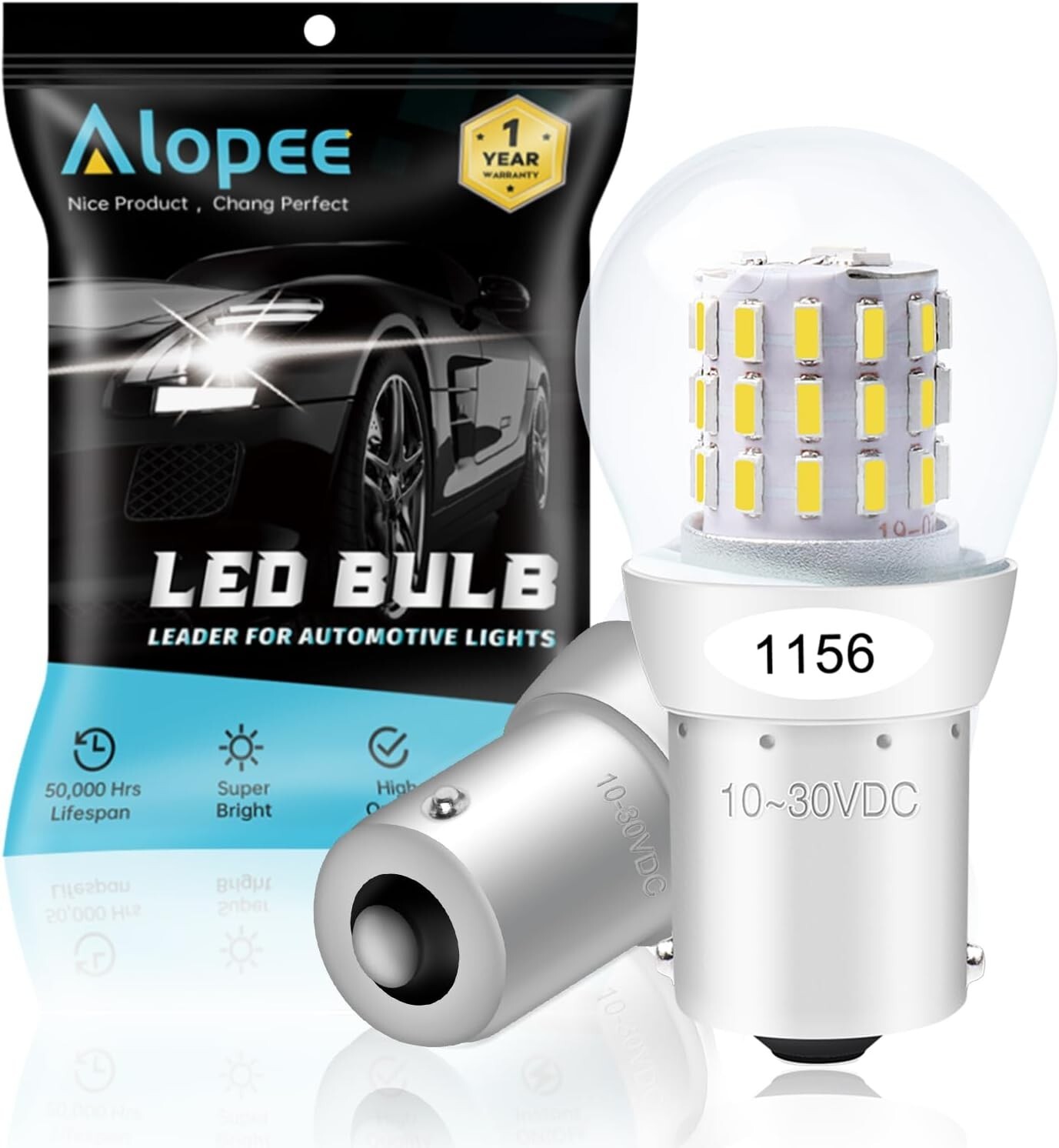 2pcs 9-30V DC 1156 LED Bulb White Super Bright 1156 Light Bulb P21W 7506 1141 gallery