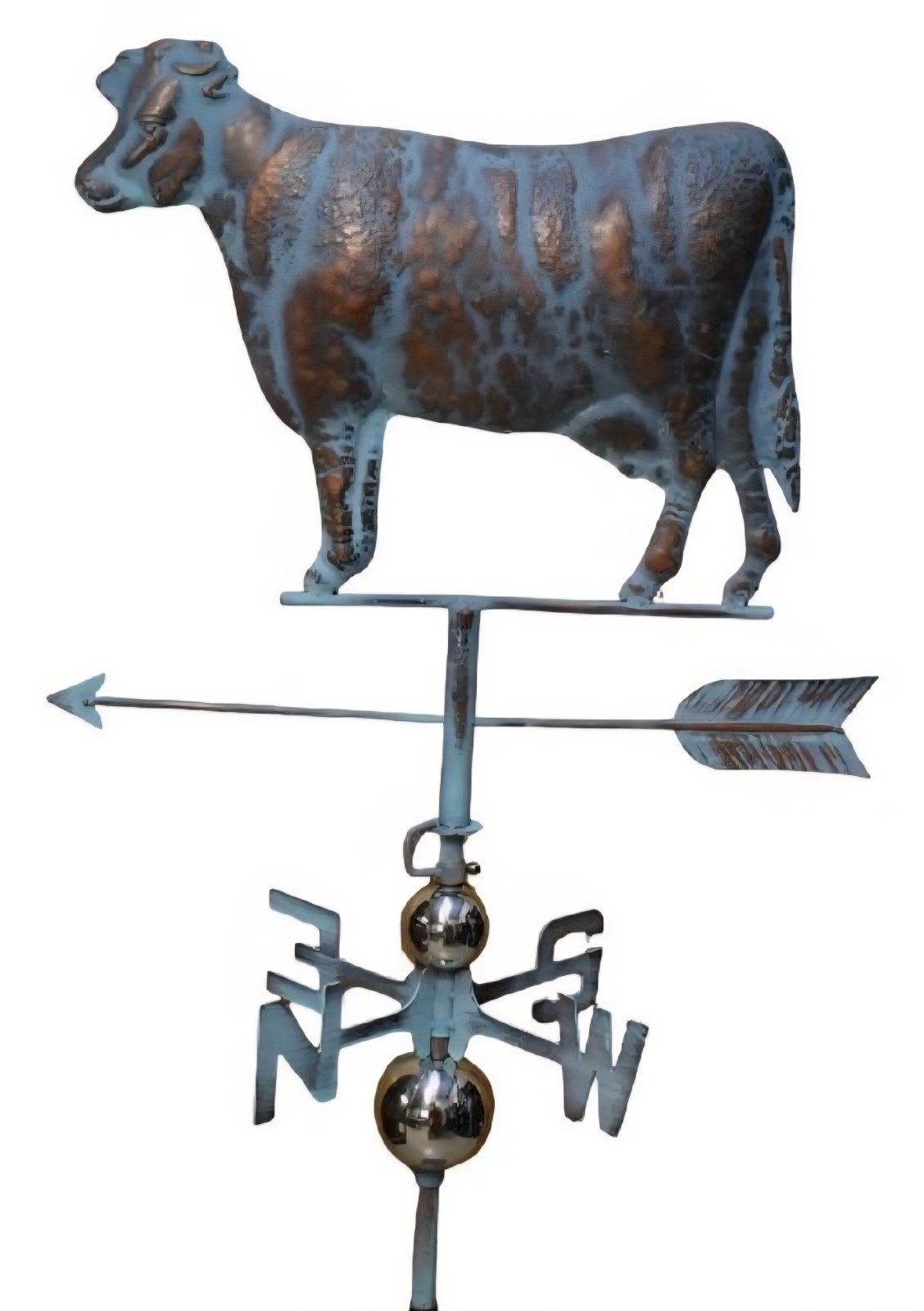 New Large Handcrafted 2D COW Weathervane Coppertone Patina Finish gallery