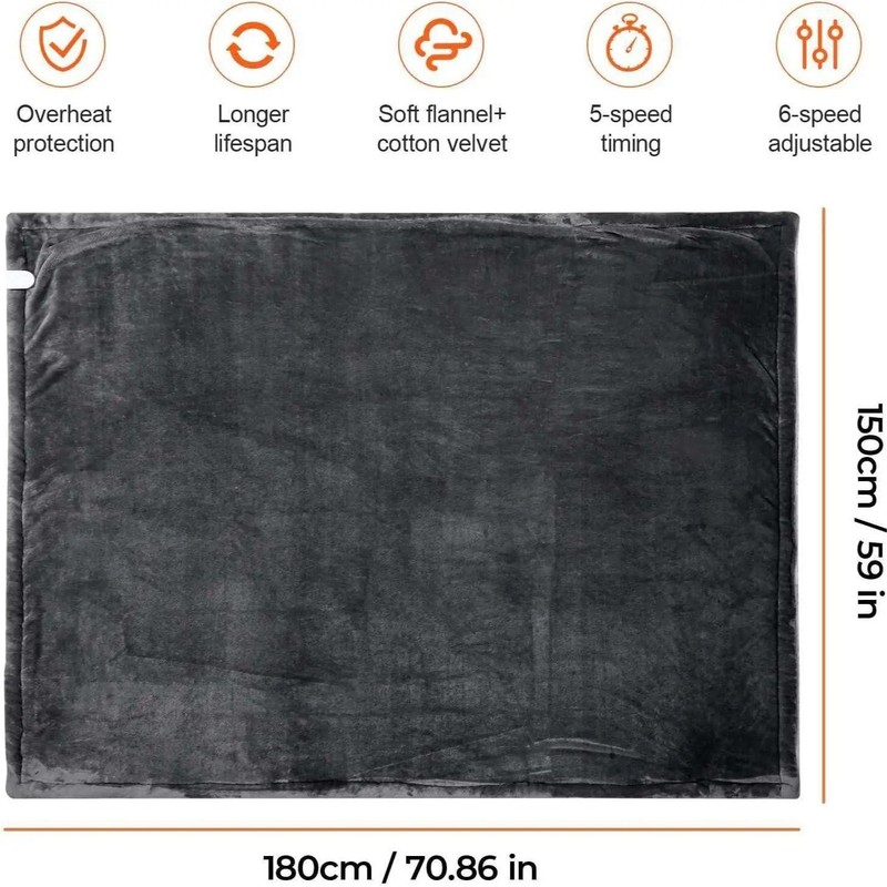 220V Heated Blanket-electric Blanket,soft Heated Throw Blanket with 6 Heating gallery