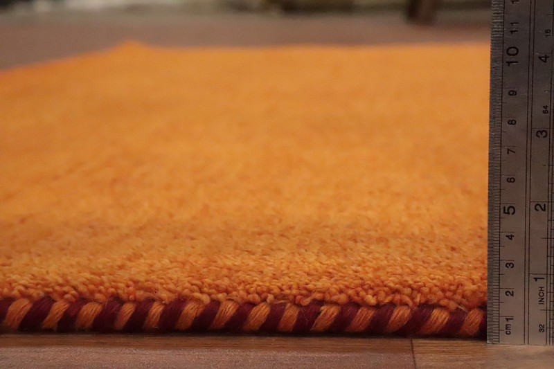 Transform Space with a Vibrant Sunset Gradient Rust Color Hand-made Wool Rug 6x8 gallery