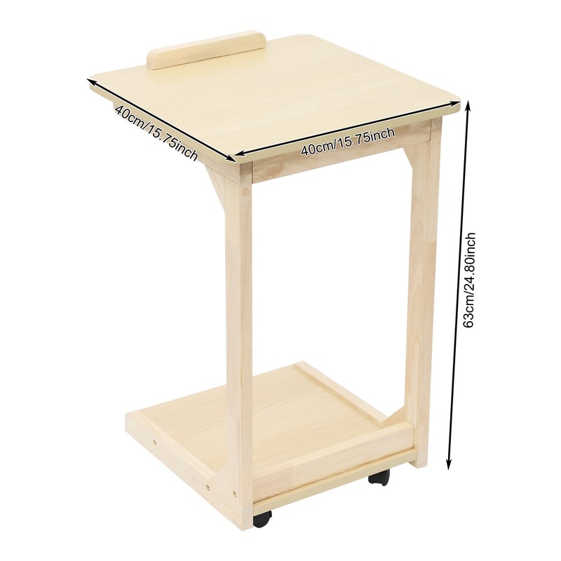 2-tier C Shaped Table Adjustable Angle C Table with Wheels 25kg Load Couch Table gallery