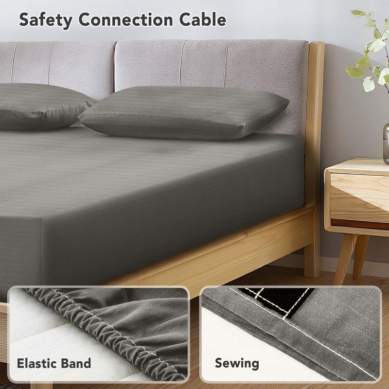 King Size Grounding Sheets - Organic Cotton & Silver Fiber, Deep Grey 80x78 gallery
