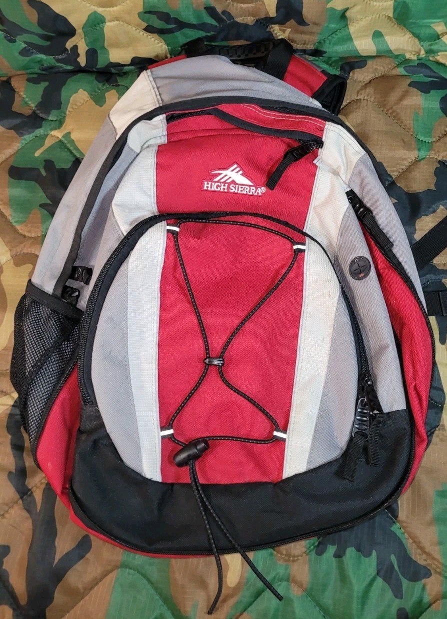 High Sierra Backpack Red White And Silver