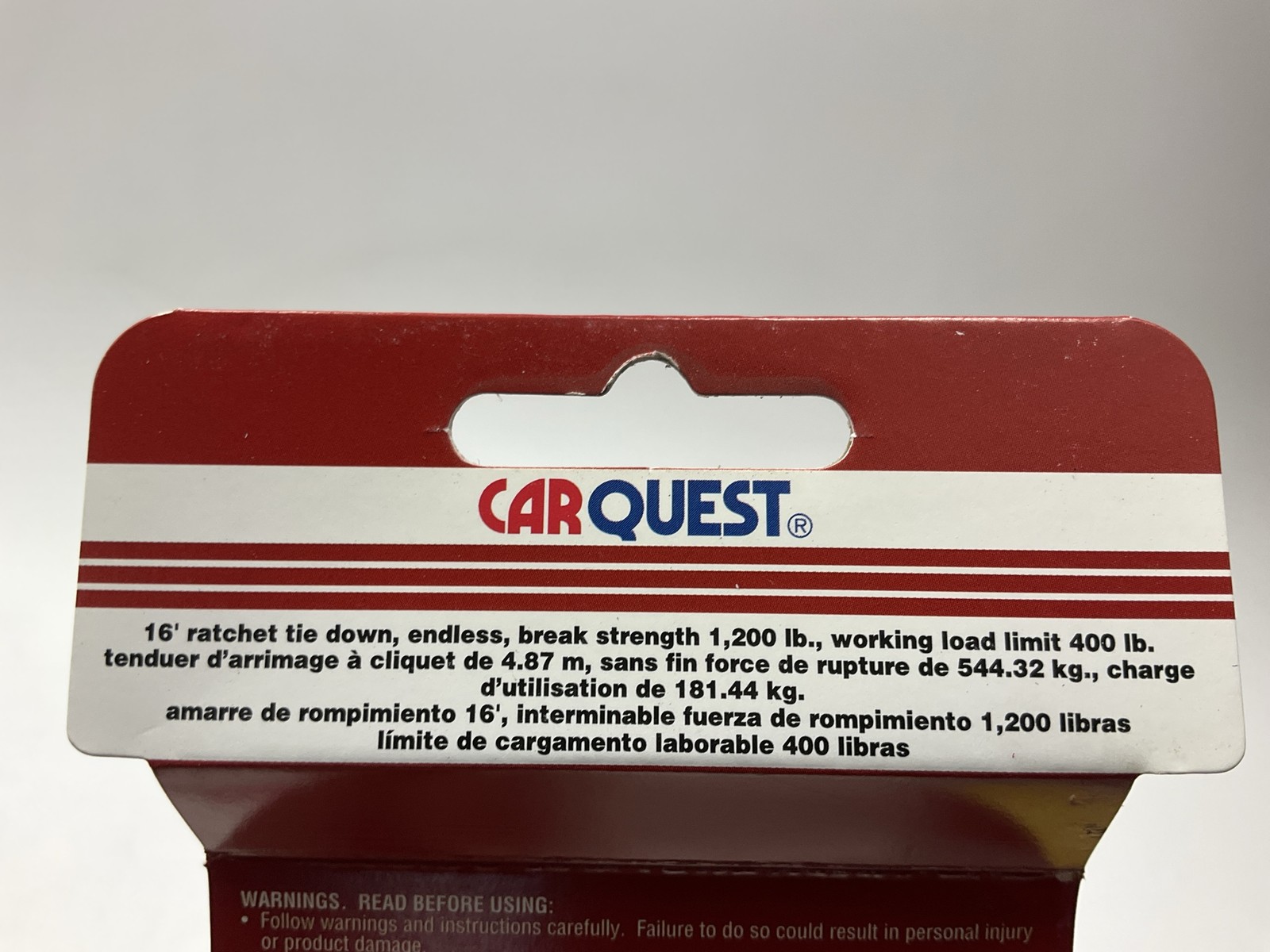 (2) Carquest 71035 - 16' Ratchet "endless" Tie Down Straps - 400 Lb Load Limit gallery