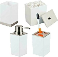 Vanity Bath Accessory Set mDesign Countertops – Set of 4, White