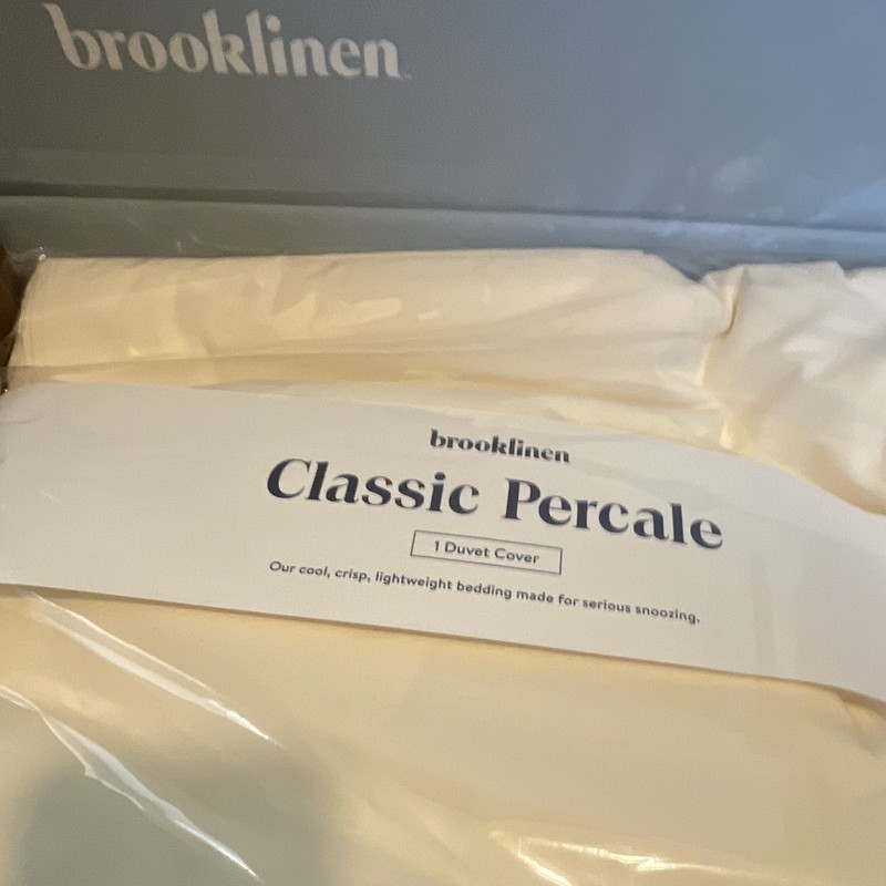 Brooklinen Classic Percale king White 100% Cotton Duvet Cover Button Closure gallery