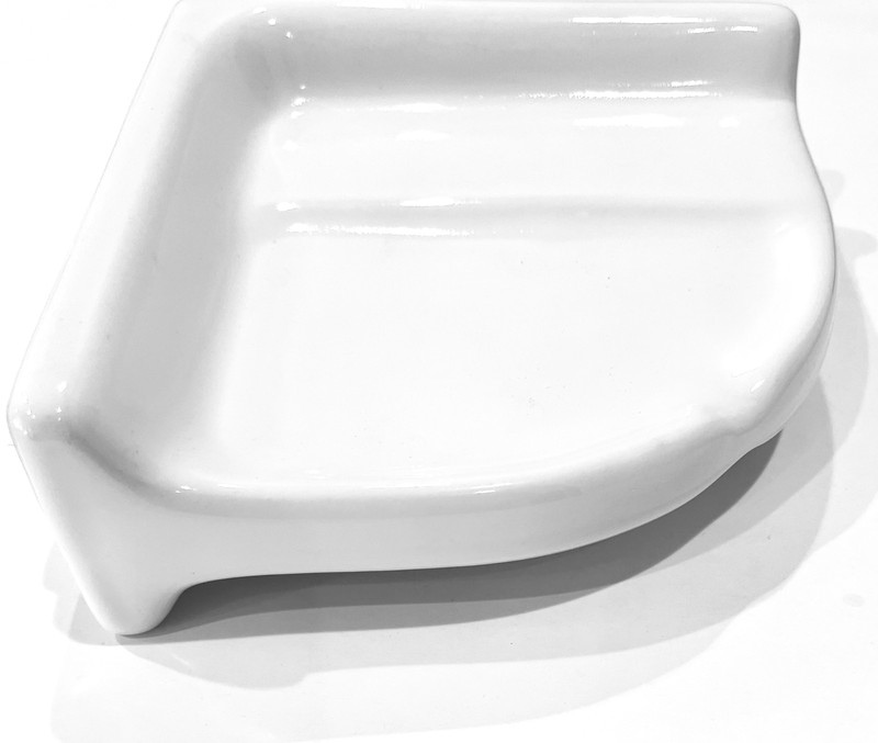7.5 in White Ceramic Specialty Corner Shower Shelf Ledge Double Layer surface gallery
