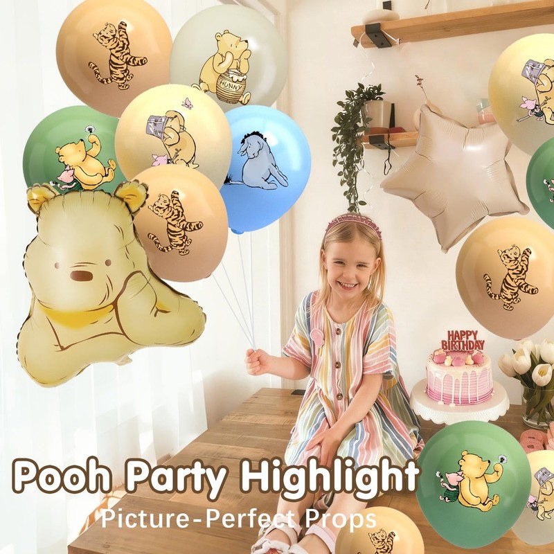 33Pcs Winnie Bear Balloons Large, 12Inches Neutral Vintage Pooh Bear Baby Sho... gallery