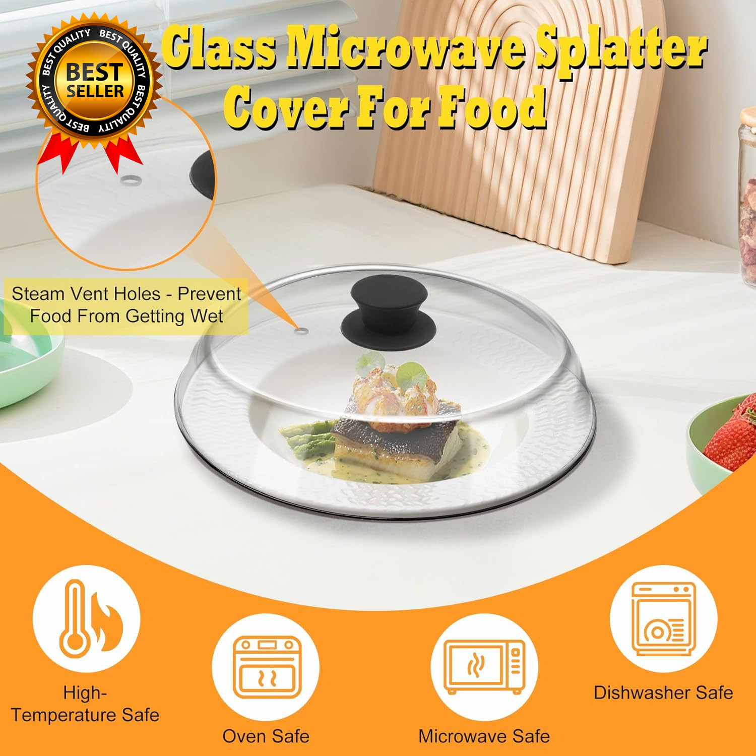 10In Glass Microwave Splatter Cover for Food with Silicone Mat 10In Glass gallery