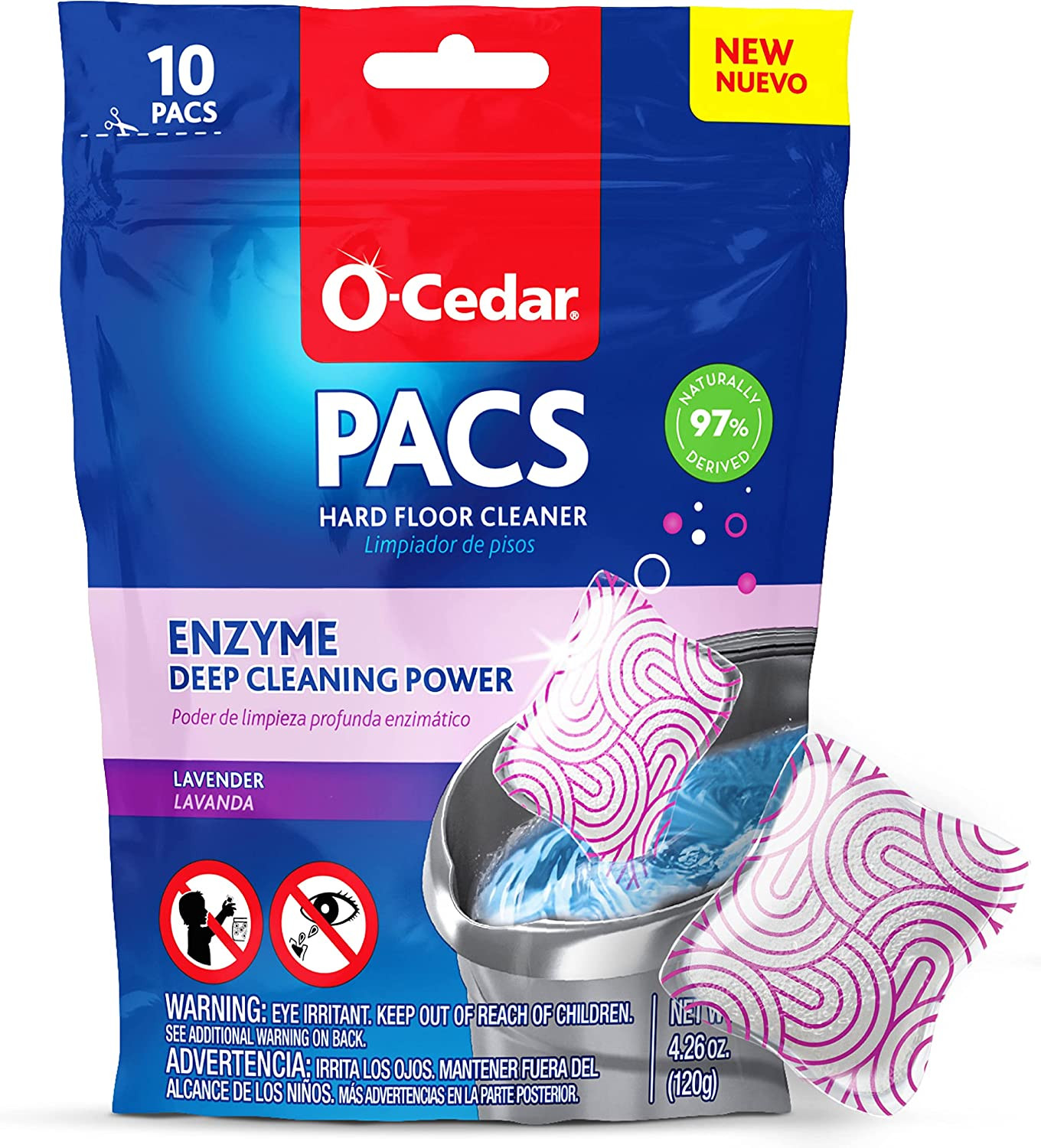 O-Cedar PACS Hard Floor Cleaner, Lavender Scent 10 Count (1-Pack) | Made with Na gallery