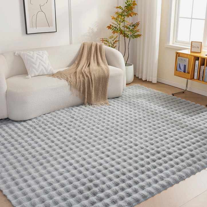 3D Bubble Washable Indoor Area Rug, 8' x 10', Grey Living Room Carpet gallery