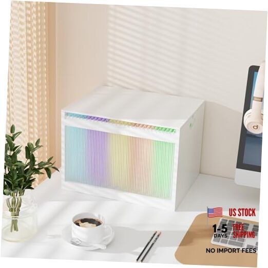 White Bamboo Acrylic File Box with Hanging Folders, Letter/Legal Size, gallery