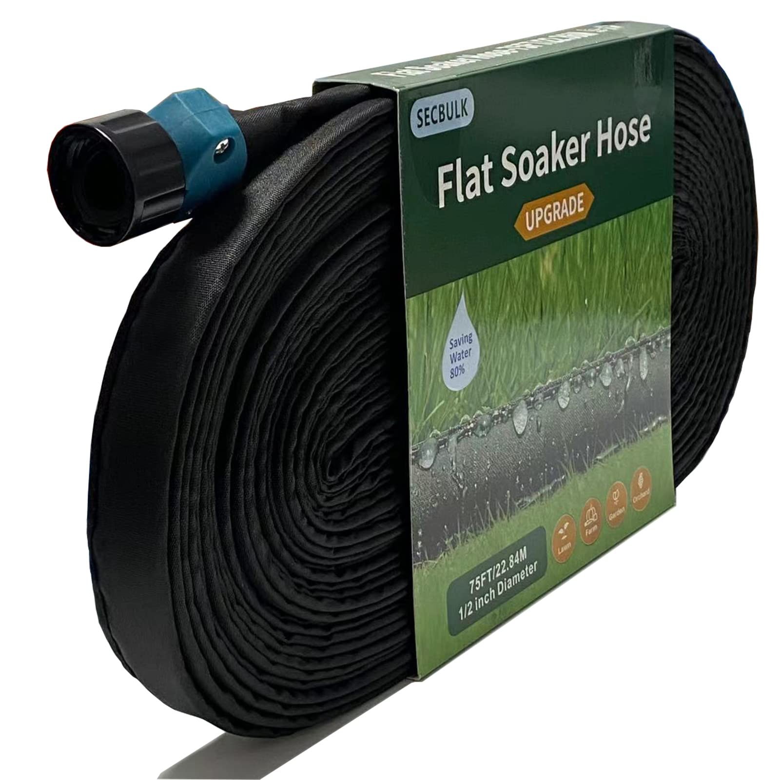 Flat Soaker Hose 75 ft Linkable Drip Garden Irrigation Secbulk 2025 System Water gallery