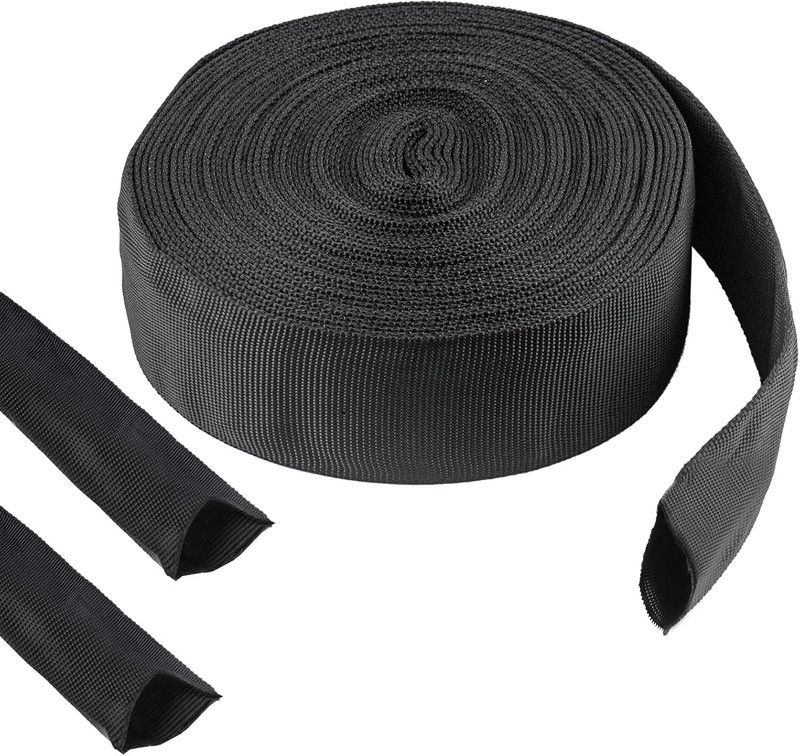 33 FT Nylon Hydraulic Hose Protector Sleeve Black Protective Cover Hose Sheath H gallery