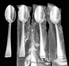 New GORHAM Stainless Glossy COLUMN Set Of 4 TEASPOONS 6 1/8″ Flatware 18/10 NEW