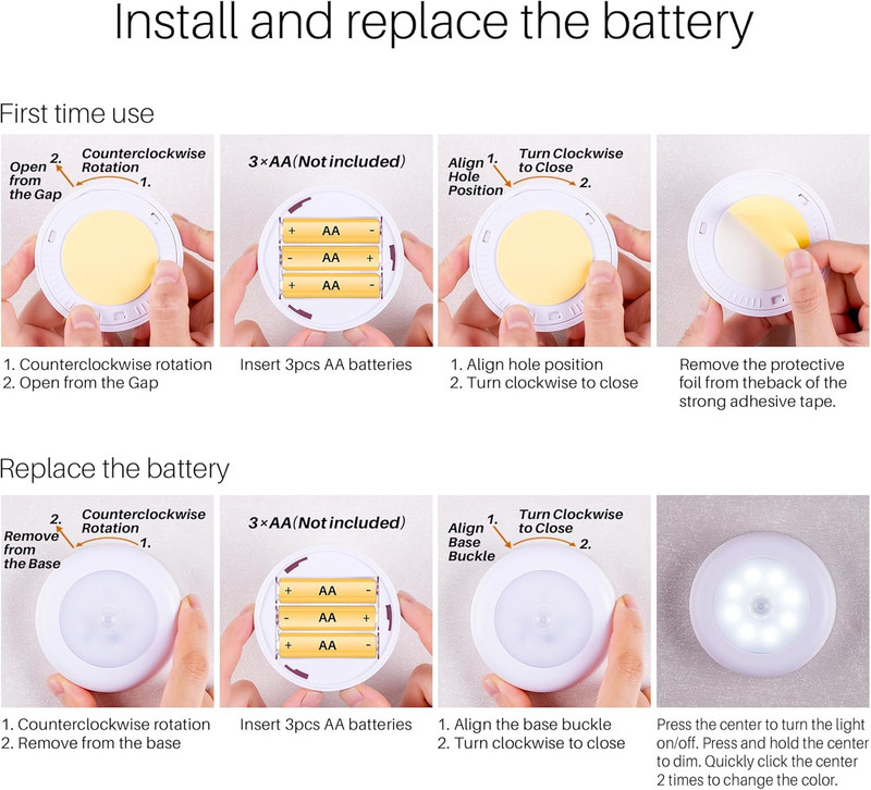STAR-SPANGLED 3 Pack 3.1” Motion Sensor Lights Indoor AA Battery Operated, Stick gallery