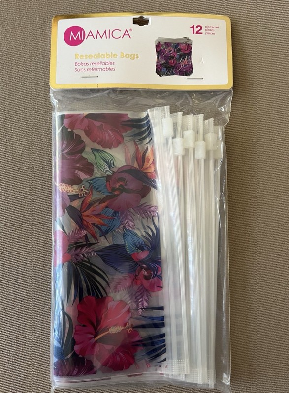 12 Floral Pattern Resealable & Reusable Bags~Each Bag 8” X 7 1/2”~New In Package gallery