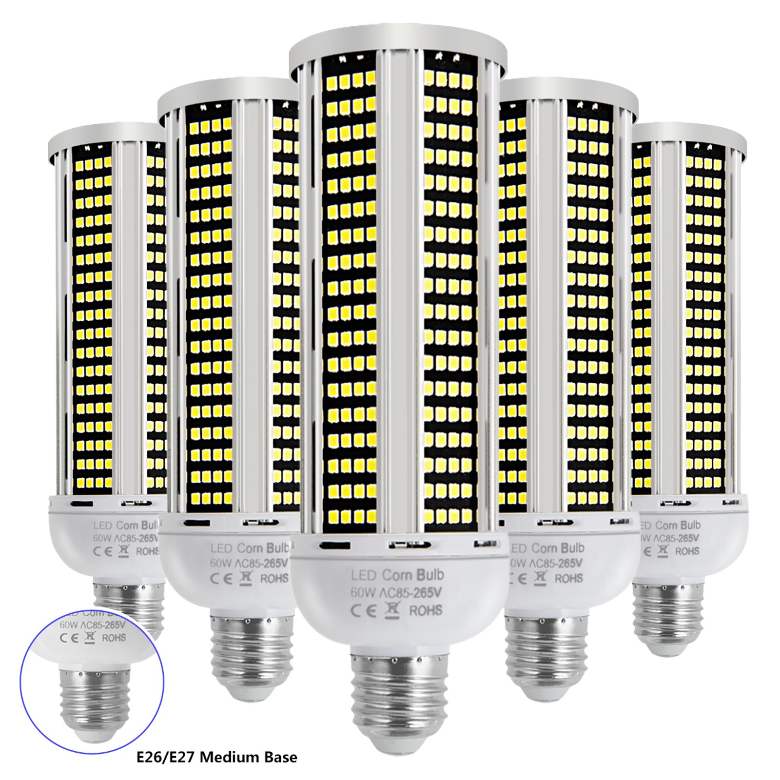 60W Super Bright 600W Eq. 216 LED Bulb Corn Light E26/E27 7000lm White 6000K gallery