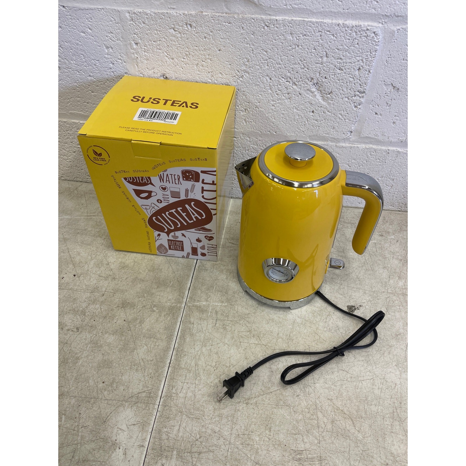 SUSTEAS Electric Kettle 57oz Hot Tea Kettle Water Boiler w Thermometer - Yellow gallery