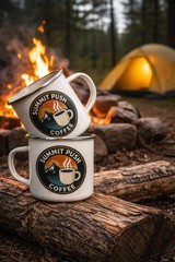 Summit Push Enamel Camp Mug – Outdoor Coffee Cup – Camping & Climbing Gift