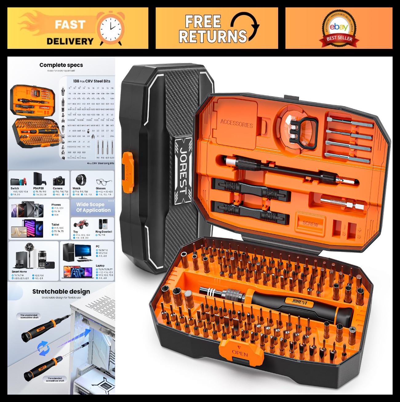 152-in-1 Precision Screwdriver Set - Magnetic Tool Kit for Electronics, PC, Macb gallery