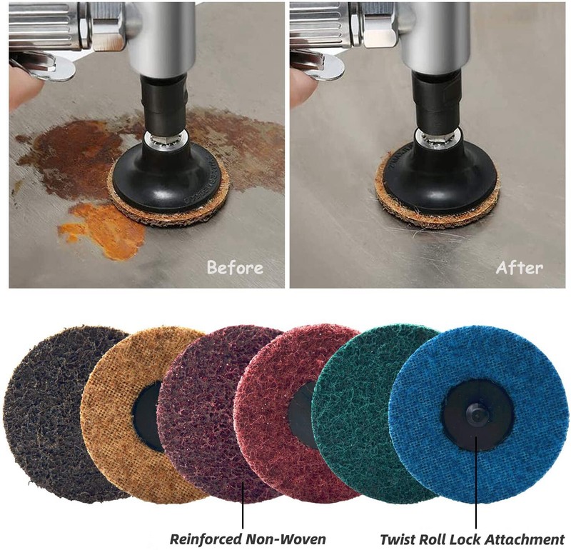 25PC 3 inch Medium Surface Conditioning Roll Lock Sanding Disc Die Grinder Drill gallery