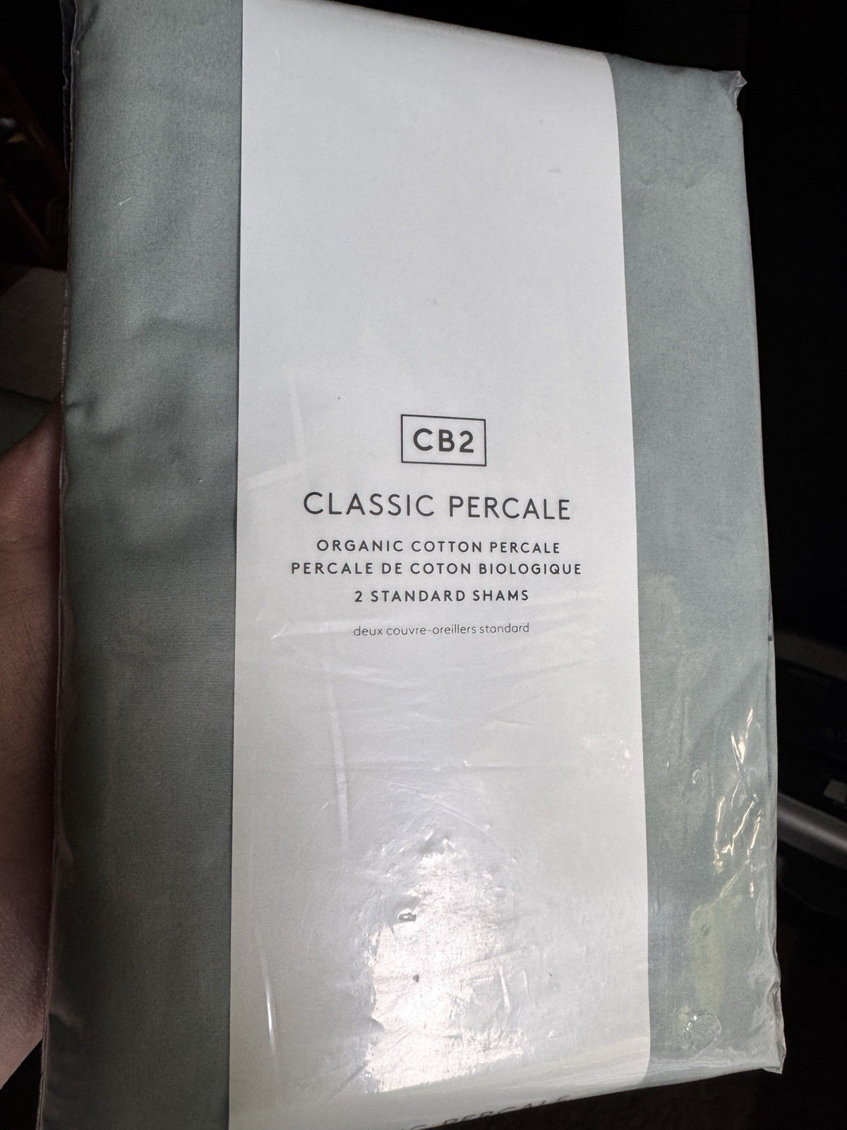 CB2 Classic Percale Organic Cotton Percale Light Teal Pillow Shams gallery